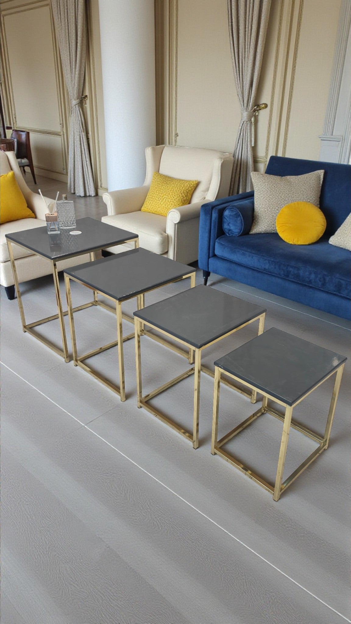 Eterna Serisi 4’lü Zigon Sehpa Takımı – MDF Üst Tabla & Metal Ayaklı