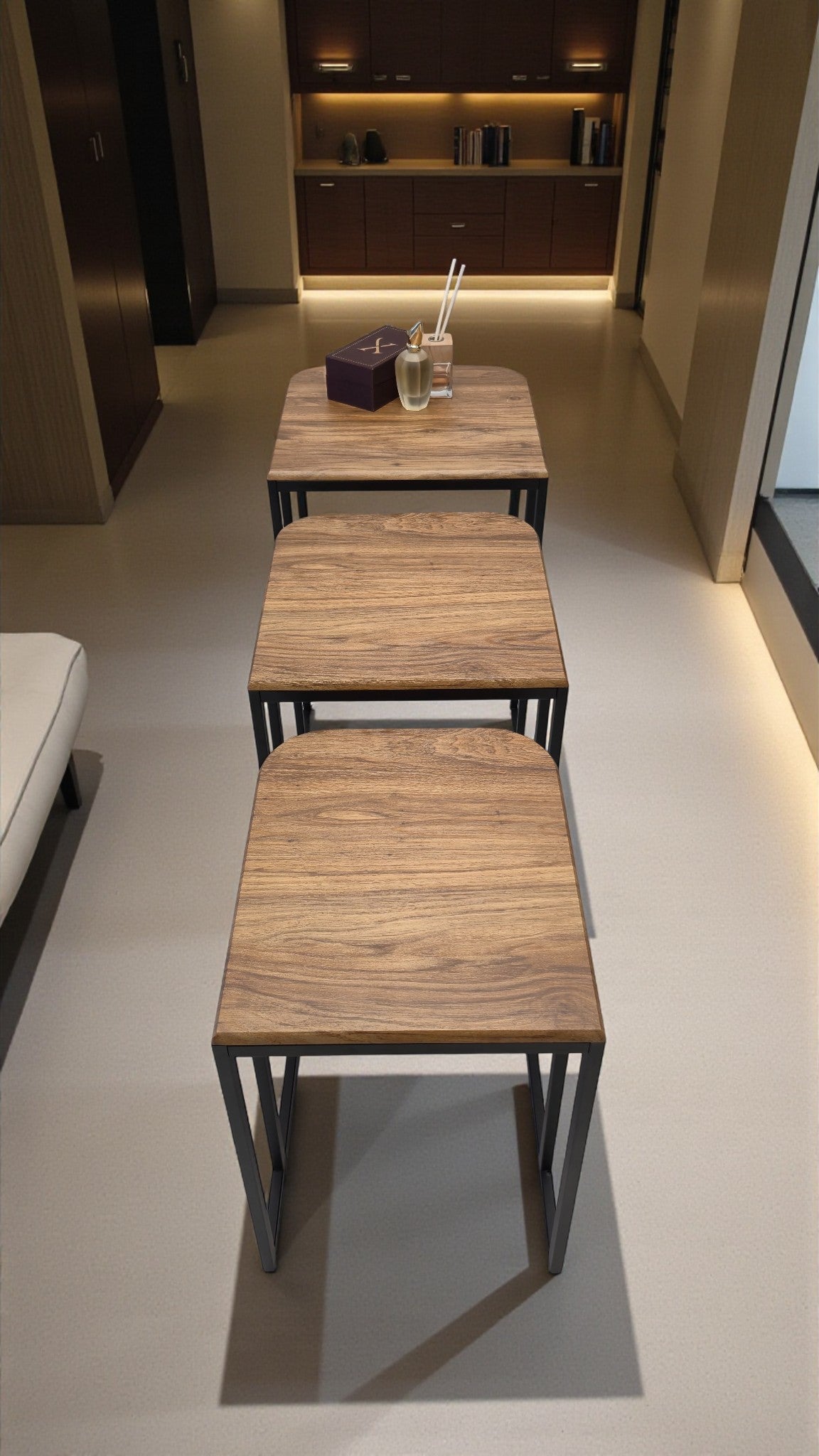 Viva Serisi 3'lü Zigon C Sehpa – 1. Sınıf Membran MDF, Dayanıklı Metal Ayak