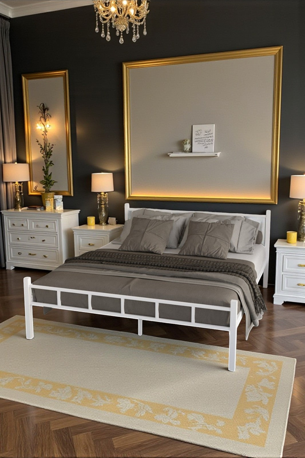 SERENİTA SERİSİ TEK KİŞİLİK METAL BEYAZ KARYOLA,FERFORJE SİYAH KARYOLA 160X200