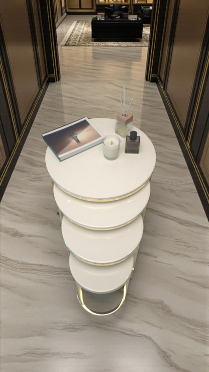 Elegante Serisi Metal Ayaklı MDF Tabla 4 lü Sehpa Seti