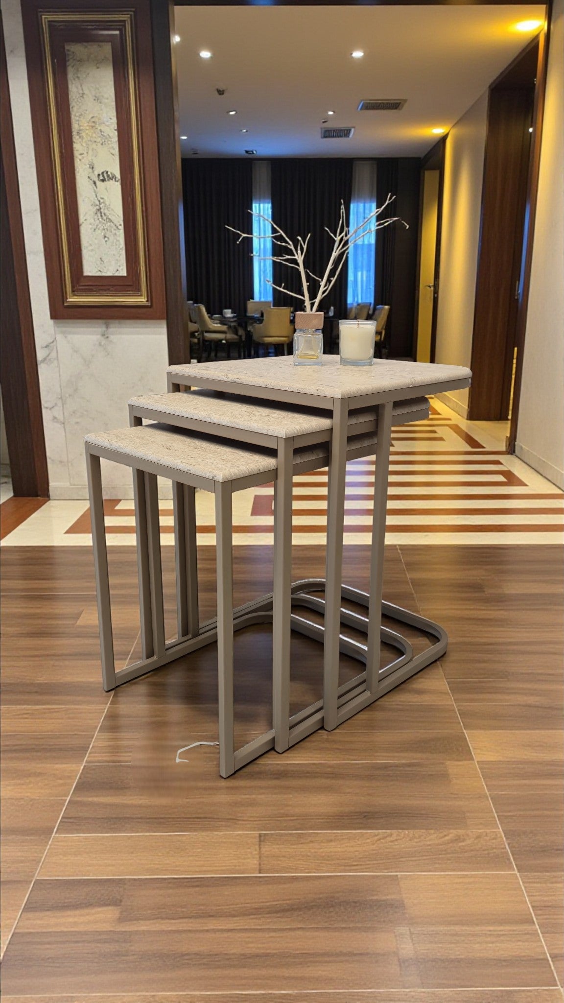 Viva Serisi 3'lü Zigon C Sehpa – 1. Sınıf Membran MDF, Dayanıklı Metal Ayak