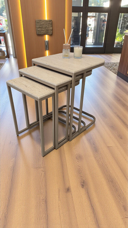 Viva Serisi 3'lü Zigon C Sehpa – 1. Sınıf Membran MDF, Dayanıklı Metal Ayak