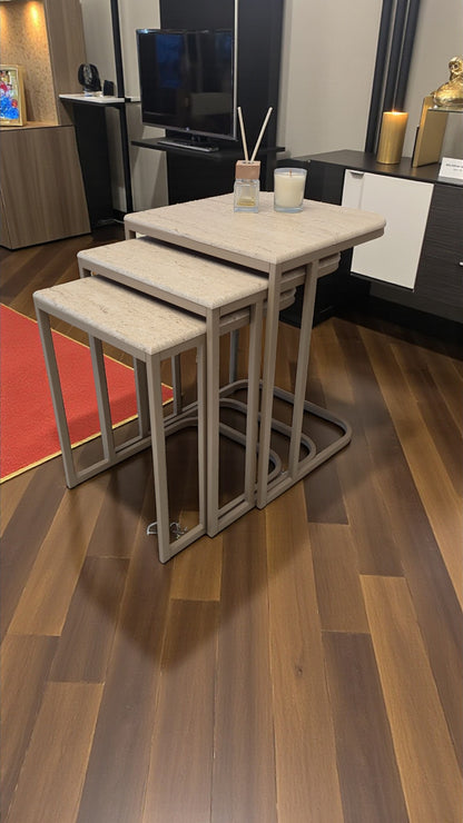 Viva Serisi 3'lü Zigon C Sehpa – 1. Sınıf Membran MDF, Dayanıklı Metal Ayak