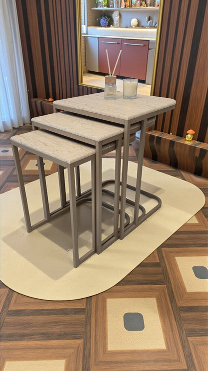 Viva Serisi 3'lü Zigon C Sehpa – 1. Sınıf Membran MDF, Dayanıklı Metal Ayak