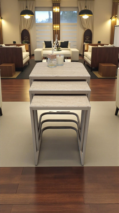 Viva Serisi 3'lü Zigon C Sehpa – 1. Sınıf Membran MDF, Dayanıklı Metal Ayak