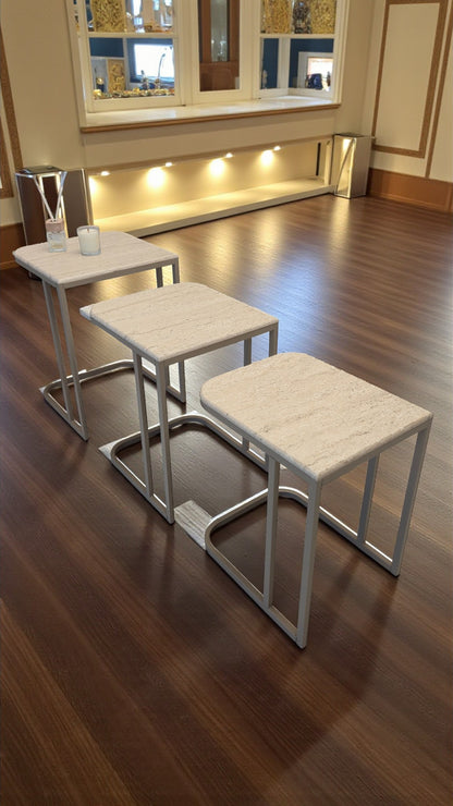 Viva Serisi 3'lü Zigon C Sehpa – 1. Sınıf Membran MDF, Dayanıklı Metal Ayak