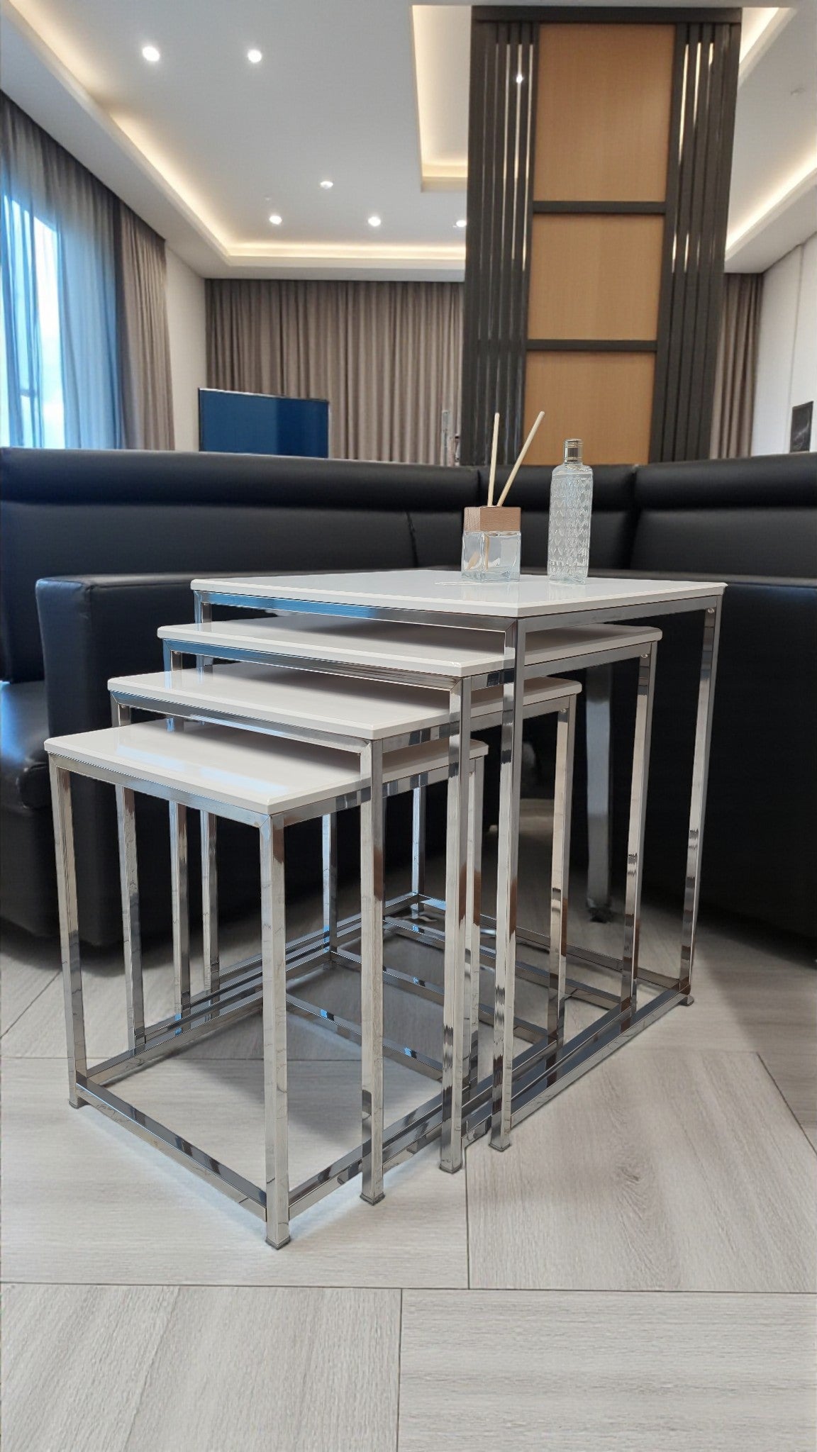 Eterna Serisi 4’lü Zigon Sehpa Takımı – MDF Üst Tabla & Metal Ayaklı