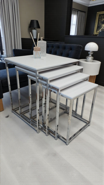 Eterna Serisi 4’lü Zigon Sehpa Takımı – MDF Üst Tabla & Metal Ayaklı