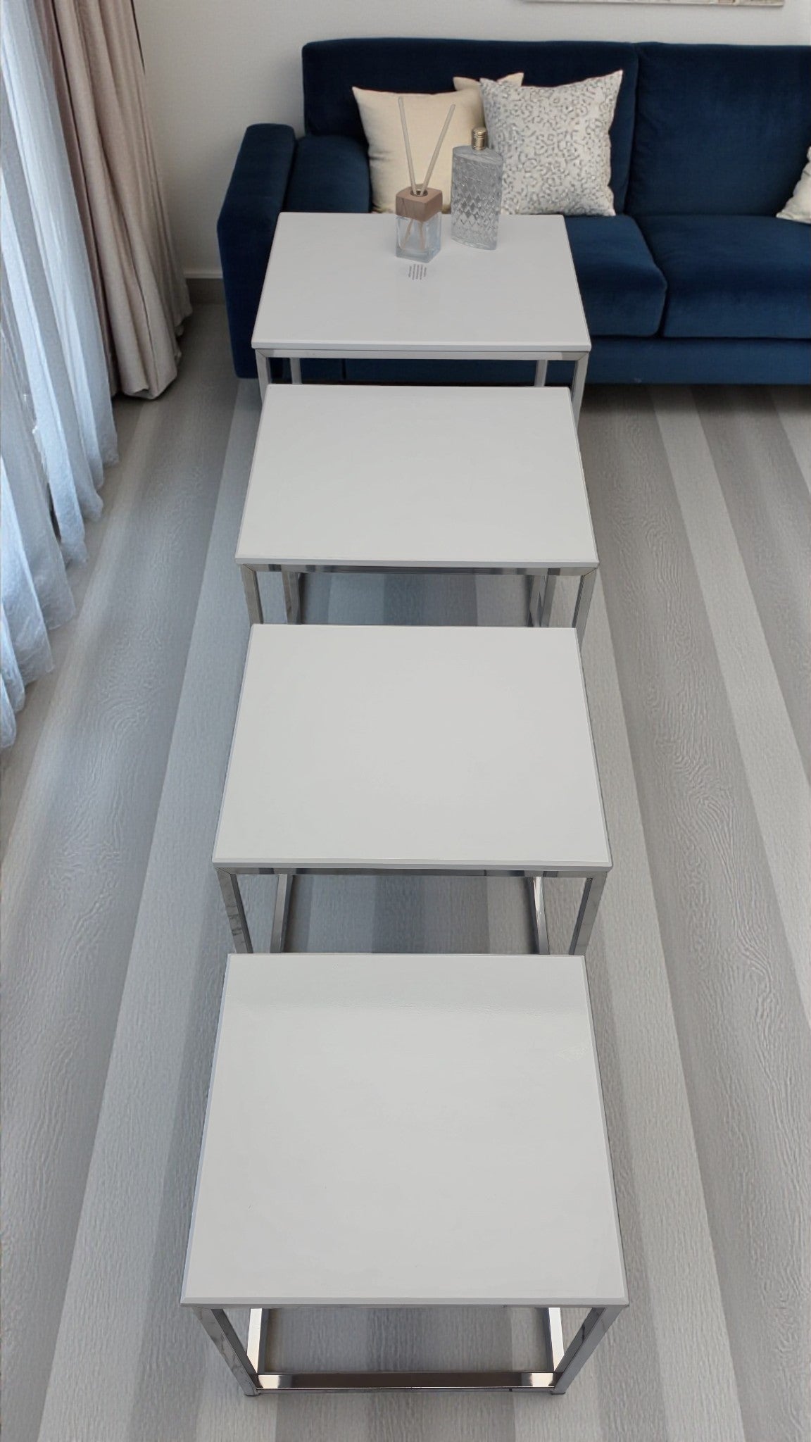 Eterna Serisi 4’lü Zigon Sehpa Takımı – MDF Üst Tabla & Metal Ayaklı