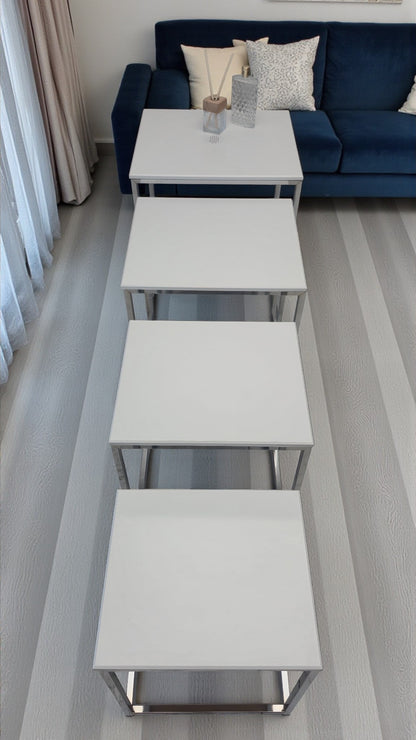 Eterna Serisi 4’lü Zigon Sehpa Takımı – MDF Üst Tabla & Metal Ayaklı