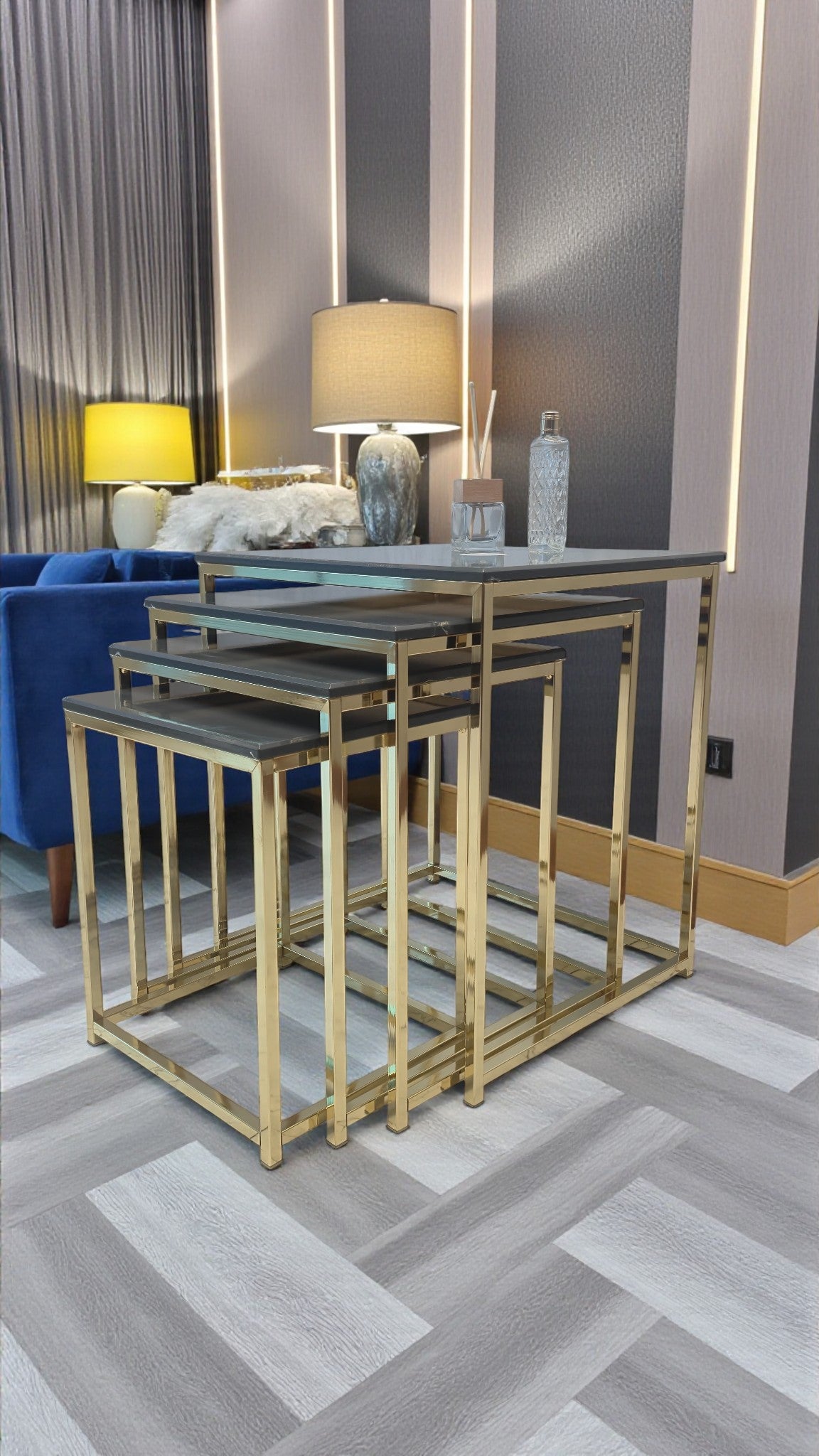 Eterna Serisi 4’lü Zigon Sehpa Takımı – MDF Üst Tabla & Metal Ayaklı