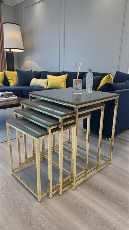 Eterna Serisi 4’lü Zigon Sehpa Takımı – MDF Üst Tabla & Metal Ayaklı