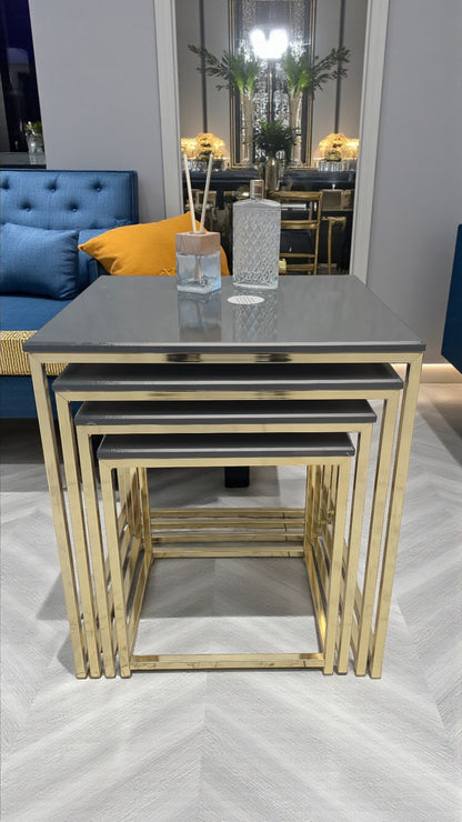 Eterna Serisi 4’lü Zigon Sehpa Takımı – MDF Üst Tabla & Metal Ayaklı