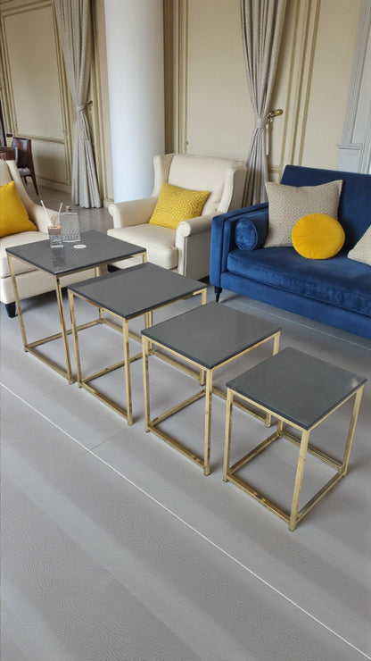 Eterna Serisi 4’lü Zigon Sehpa Takımı – MDF Üst Tabla & Metal Ayaklı