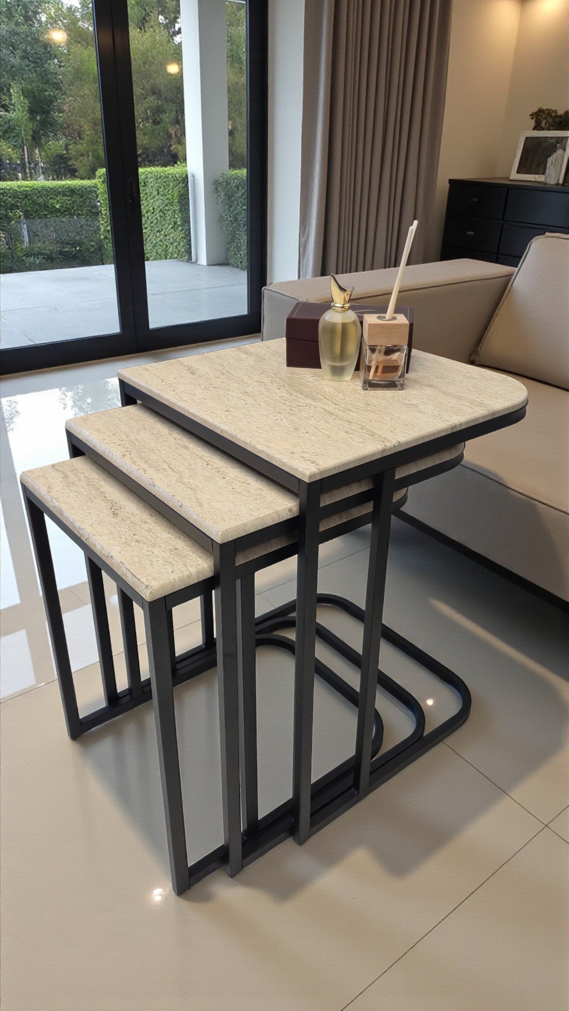 Viva Serisi 3'lü Zigon C Sehpa – 1. Sınıf Membran MDF, Dayanıklı Metal Ayak