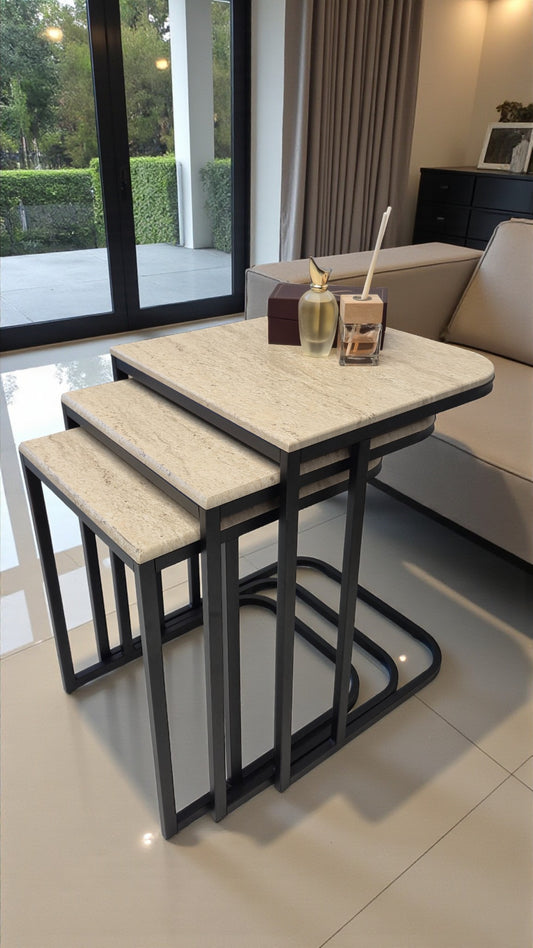 Viva Serisi 3'lü Zigon C Sehpa – 1. Sınıf Membran MDF, Dayanıklı Metal Ayak