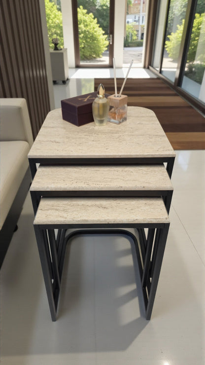 Viva Serisi 3'lü Zigon C Sehpa – 1. Sınıf Membran MDF, Dayanıklı Metal Ayak