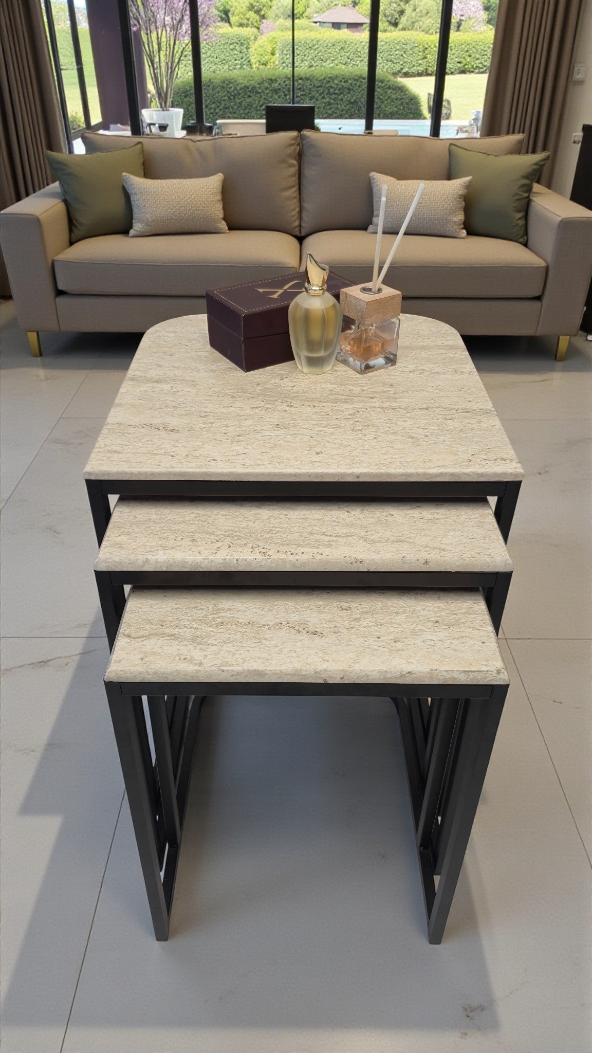 Viva Serisi 3'lü Zigon C Sehpa – 1. Sınıf Membran MDF, Dayanıklı Metal Ayak