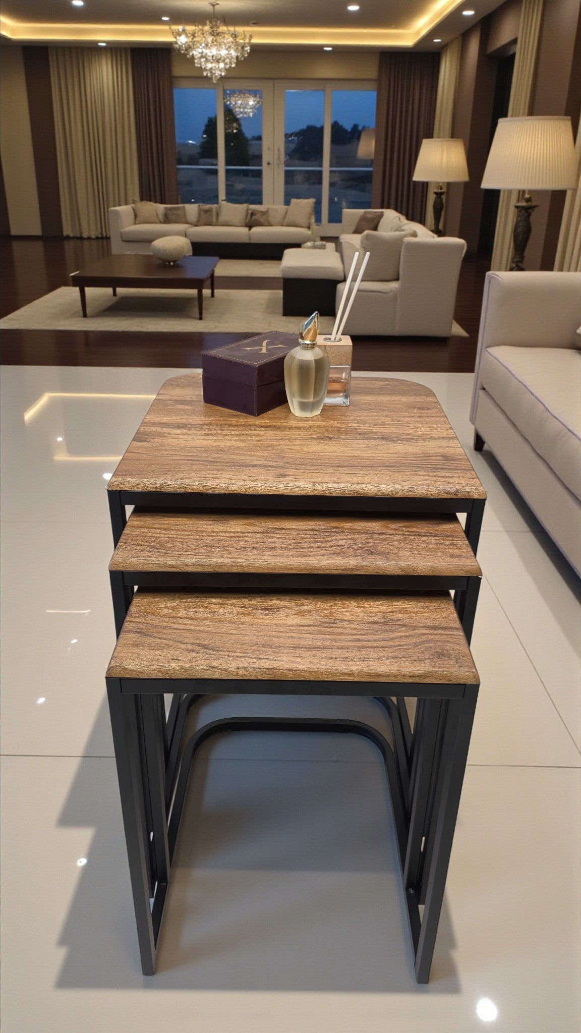 Viva Serisi 3'lü Zigon C Sehpa – 1. Sınıf Membran MDF, Dayanıklı Metal Ayak