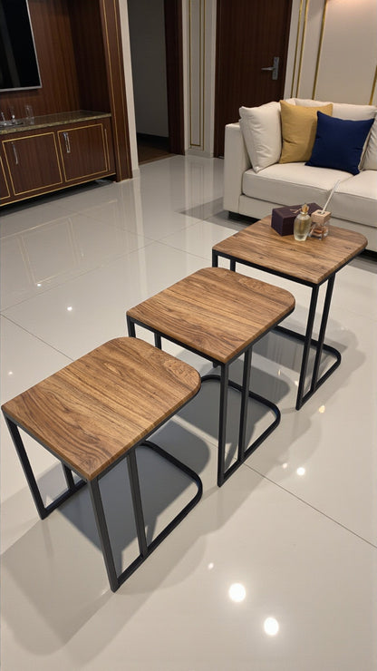 Viva Serisi 3'lü Zigon C Sehpa – 1. Sınıf Membran MDF, Dayanıklı Metal Ayak