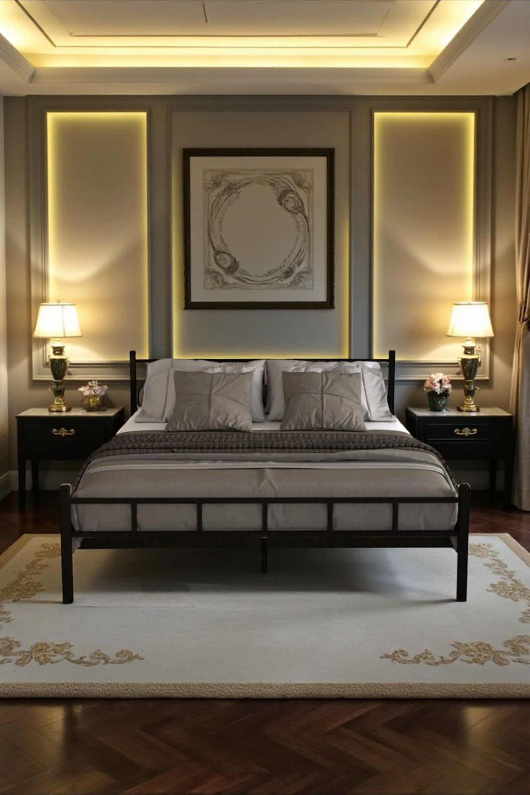 SERENİTA SERİSİ TEK KİŞİLİK METAL SİYAH KARYOLA,FERFORJE SİYAH KARYOLA 120X200