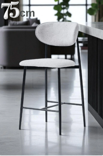 Hanev Serisi Metal Ayaklı Baby Face Kumaşlı 75 cm Bar Sandalyesi