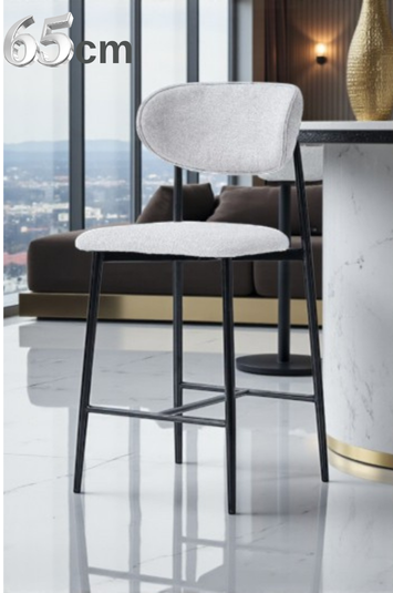 Hanev Serisi Metal Ayaklı BabyFace Kumaşlı 65 cm Bar Sandalyesi