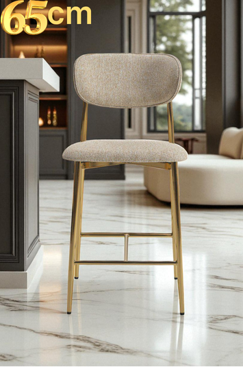 Hanev Serisi Gold Ayaklı Baby Face Kumaşlı 75 cm Bar Sandalyesi