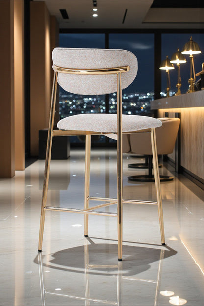 Hanev Serisi Gold Ayaklı Baby Face Kumaşlı 75 cm Bar Sandalyesi