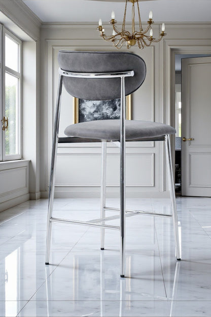 Hanev Serisi Metal Ayaklı BabyFace Kumaşlı 75 cm Bar Sandalyesi