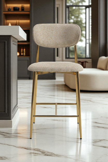 Hanev Serisi Gold Ayaklı Baby Face Kumaşlı 75 cm Bar Sandalyesi